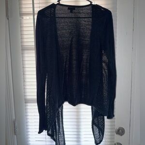 Sonoma Black Open-Front Draped Knit Cardigan